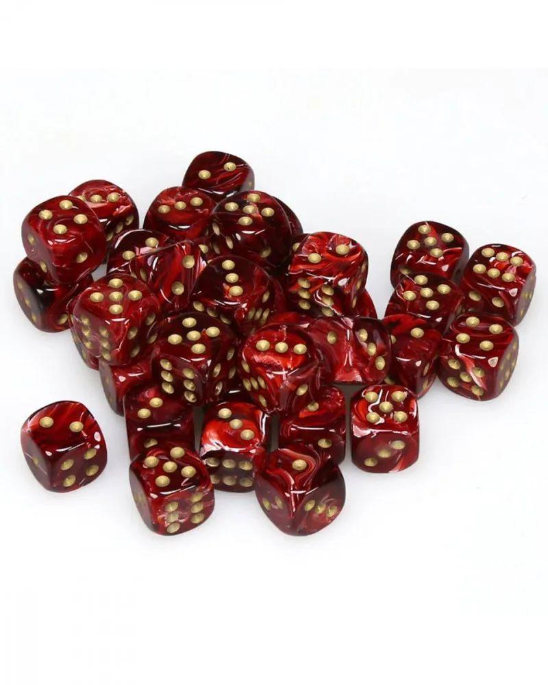 Kockice Chessex - Vortex - Burgundy & Gold - Dice Block 12Mm (36)