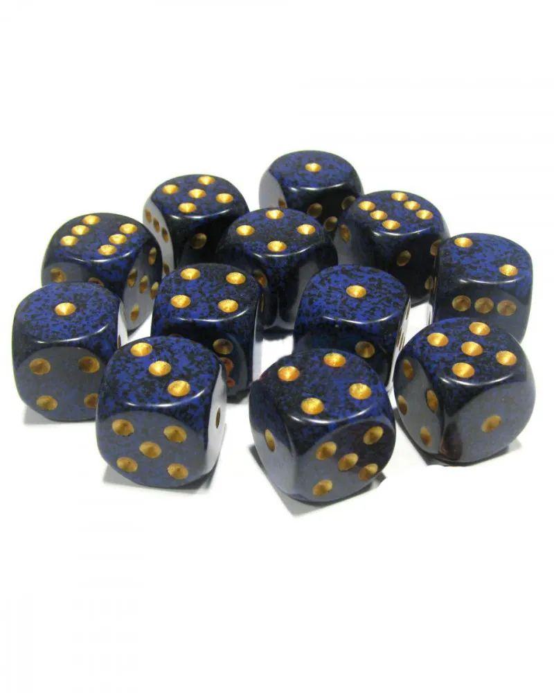 Kockice Chessex - Speckled - Golden Cobalt - Dice Block 16Mm (12)