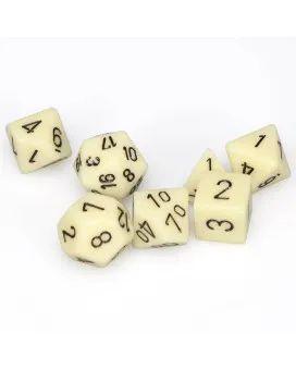 Kockice Chessex - Opaque - Polyhedral - Ivory & Black (7)