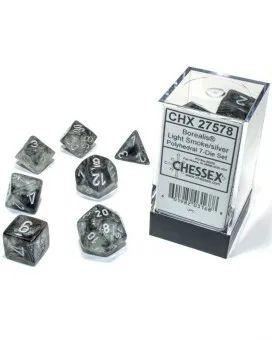 Kockice Chessex - Borealis - Polyhedral - Light Smoke & Silver (7)
