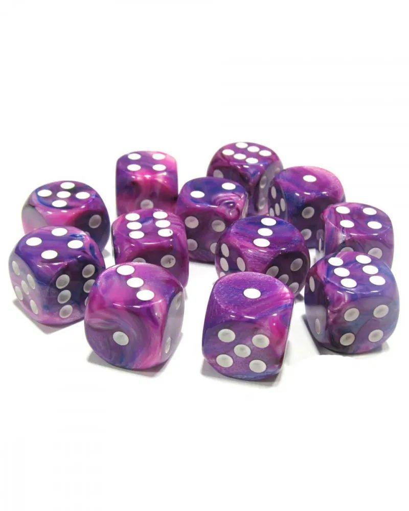 Kockice Chessex - Festive - Violet & White - Dice Block 16Mm (12)