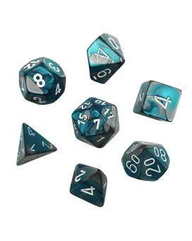 Kockice Chessex - Gemini - Polyhedral - Steel-Teal & White (7)