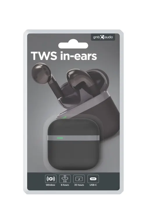 Gembird Slušalice BT TWS in-ears, TWS-02-BK, Crne