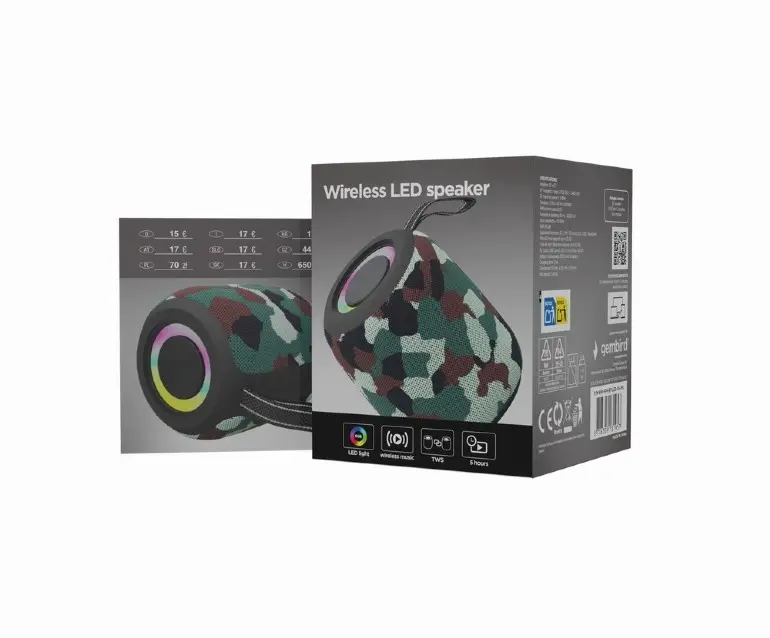 Gembird LED zvučnik Camo SPK-BT-LED-05-CM, Šareni
