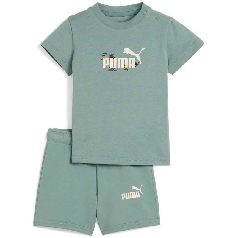 Puma set za dječake majica i kratke hlače Minicats sandy adventures, zelene boje