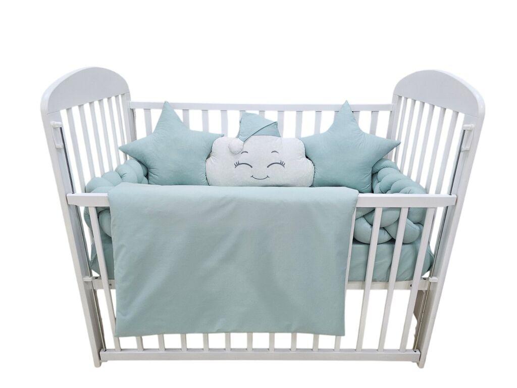 Fim Baby Posteljina Punjena " Pletenica" Jednobojna, Tirkiz