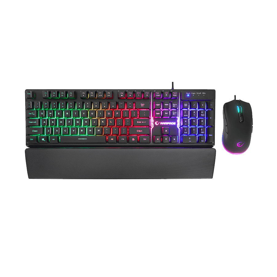 Rampage Gaming set tastature i miša KM-RX7 Fortuna Rainbow, pozadinsko osvjetljenje, SAD, 6400 dpi, crna