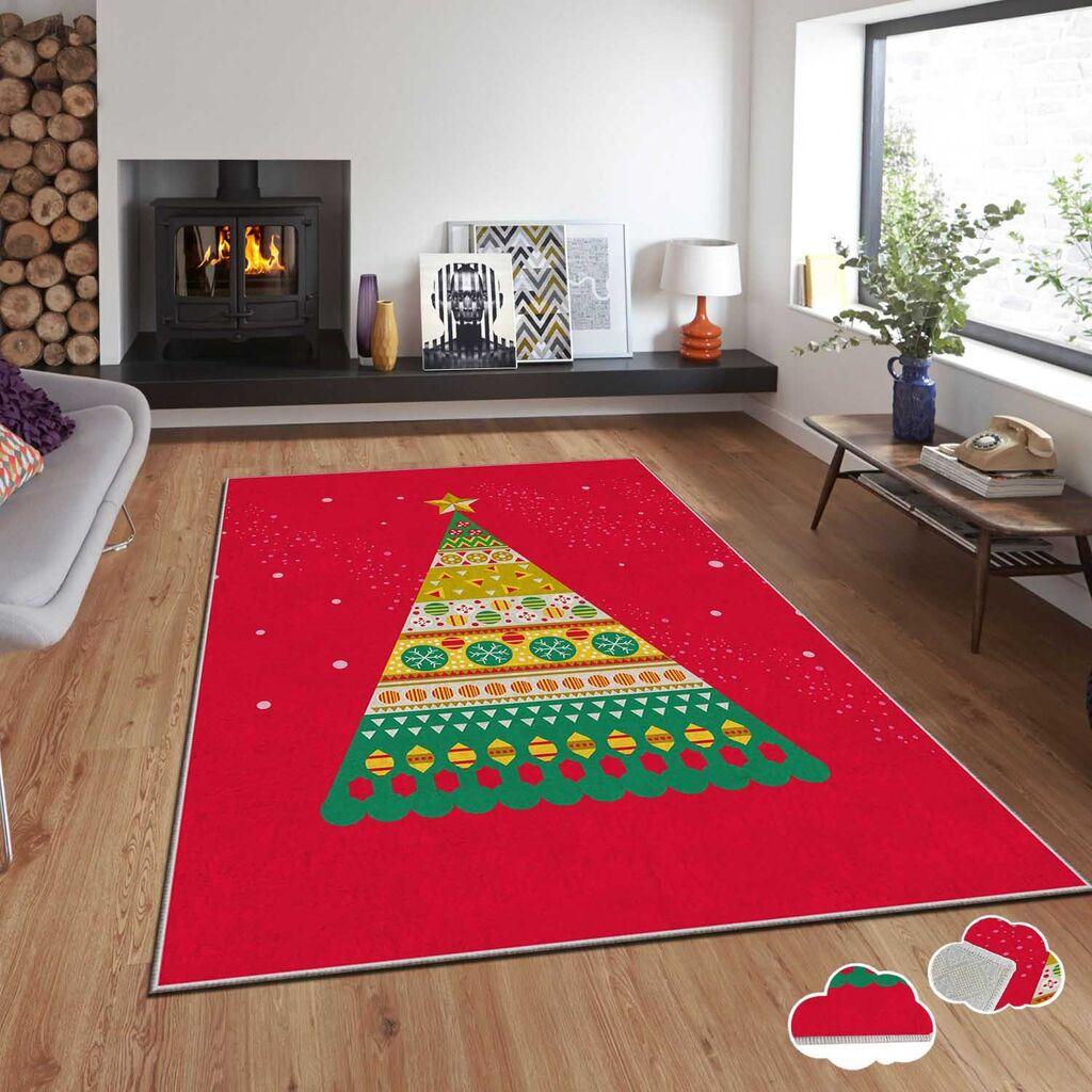 Conceptum Hypnose tepih s novogodišnjim motivima Asr-Crpt-86, Pravougaoni, 100 x 140 cm, Crveni