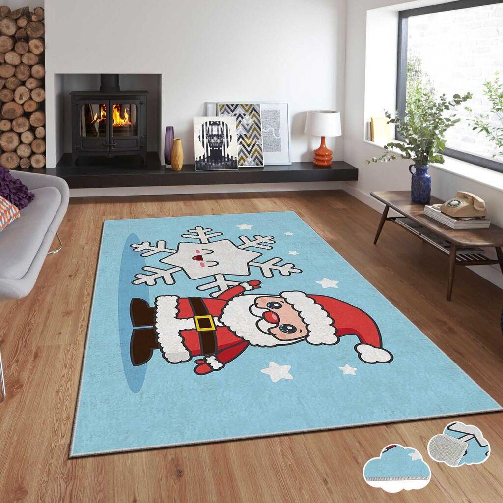 Conceptum Hypnose tepih s novogodišnjim motivima Asr-Crpt-33, pravokutni, 100 x 180 cm, plavi