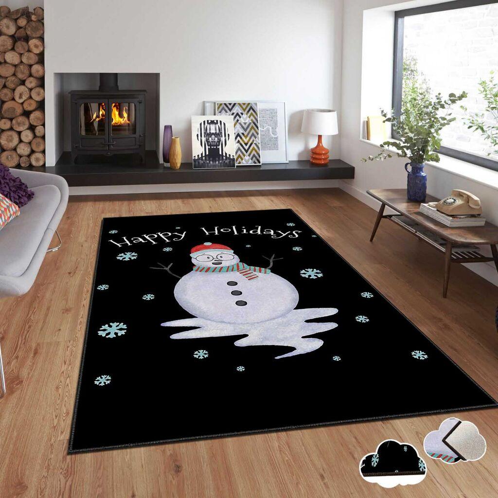Conceptum Hypnose tepih s novogodišnjim motivima Asr-Crpt-44, Pravougaoni, 100 x 180 cm, Crno-bijeli
