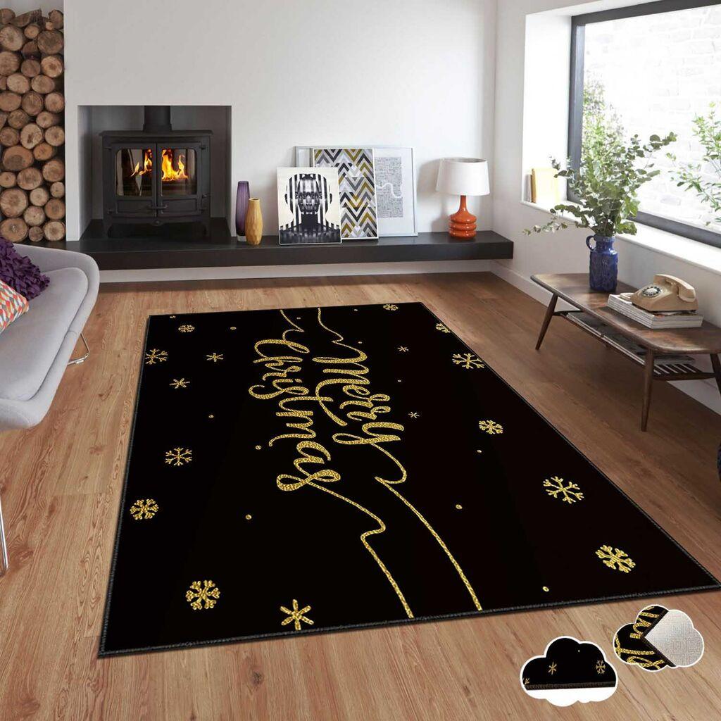 Conceptum Hypnose tepih s novogodišnjim motivima Asr-Crpt-25, pravokutni, 100 x 140 cm, crni