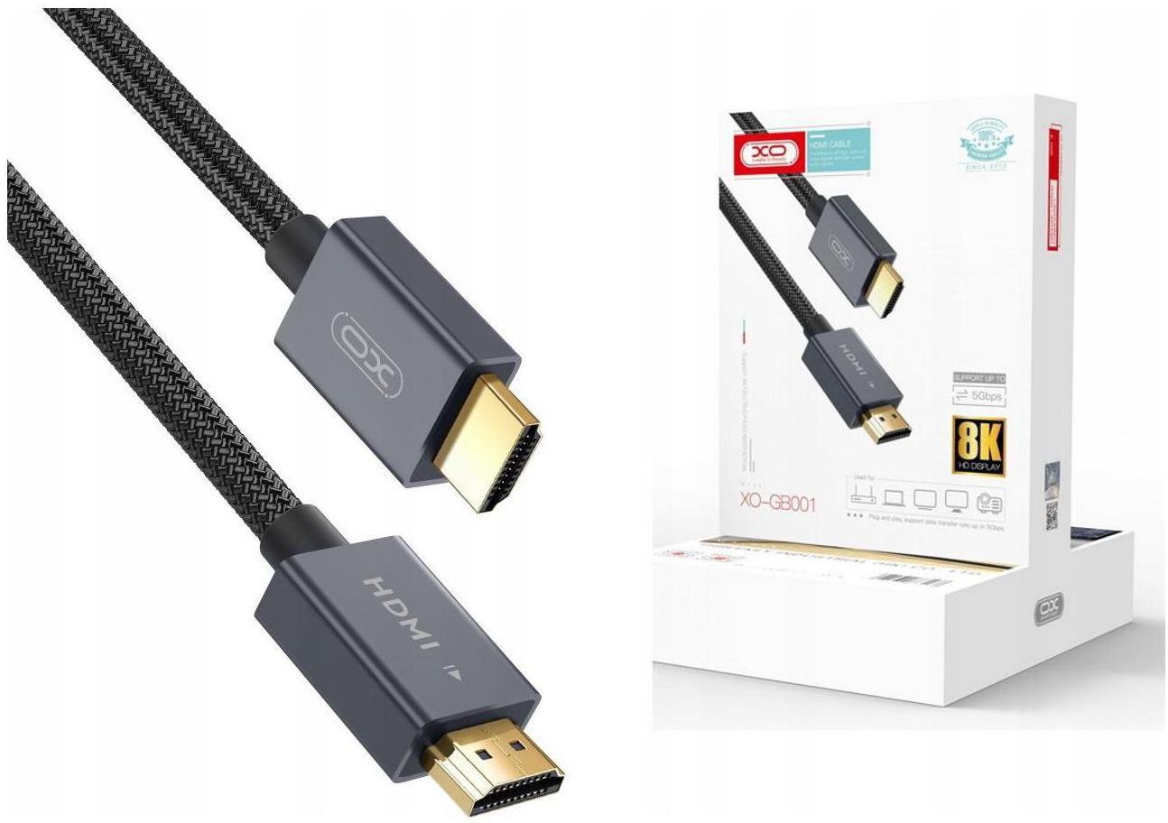 XO GB001 HDMI kabal 8K 3m, crna plus GRATIS LDNIO Stoni Držač za Mobilni Telefon
