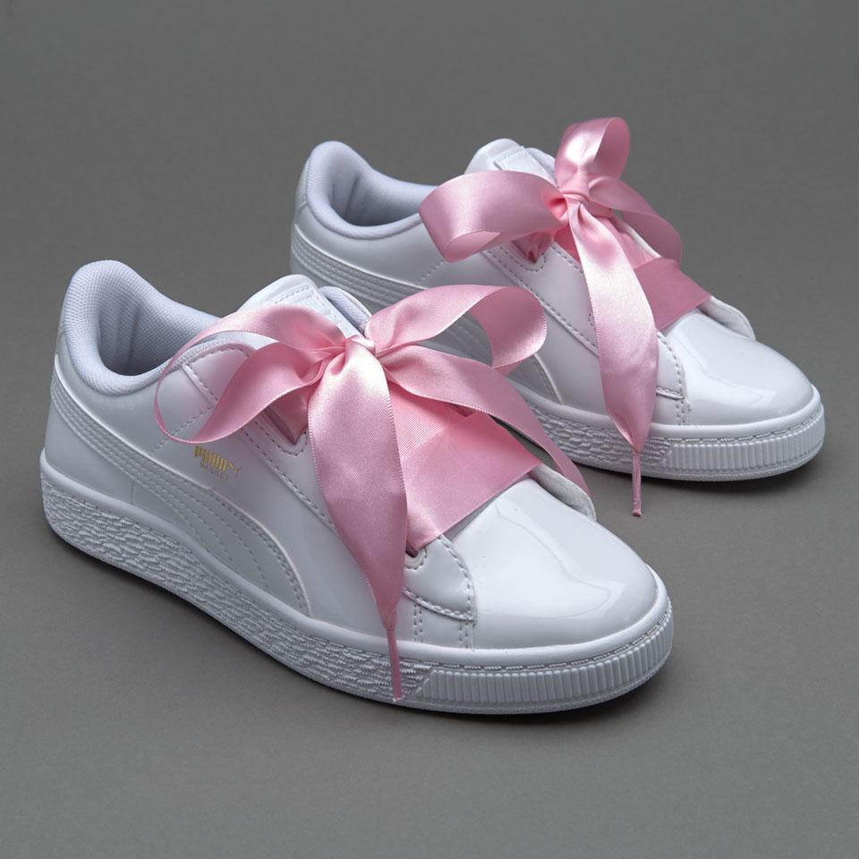 Bijele dječije patike Puma Basket Heart Patent