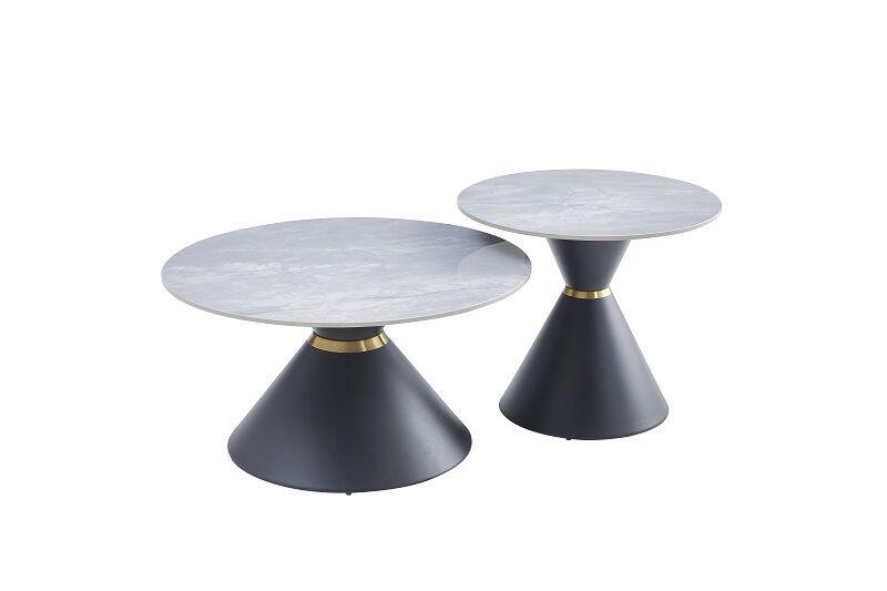 Klub Sto 6055 Set Hrast Keramicka Ploca/Crno Metalno Postolje 080+060