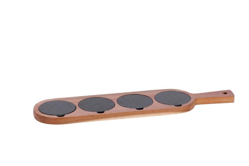 Poslužaonik Drveni Sa Kamenom Cm47X11 83202, Crna