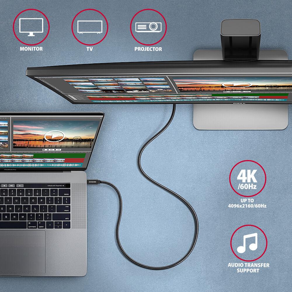 Axagon Kabl BUCM32-CM15AB, PD 100W 5A, 4K UHD 20 Gbps, 1.5 m