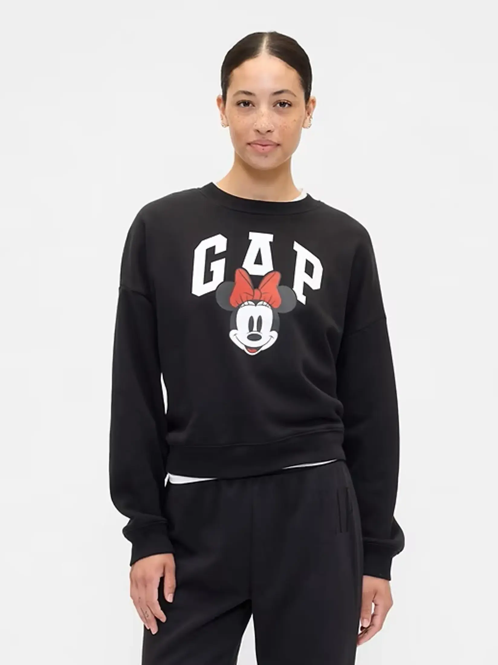 Gap Ženski duks Disney Minnie Mouse Oversized Logo, Crni
