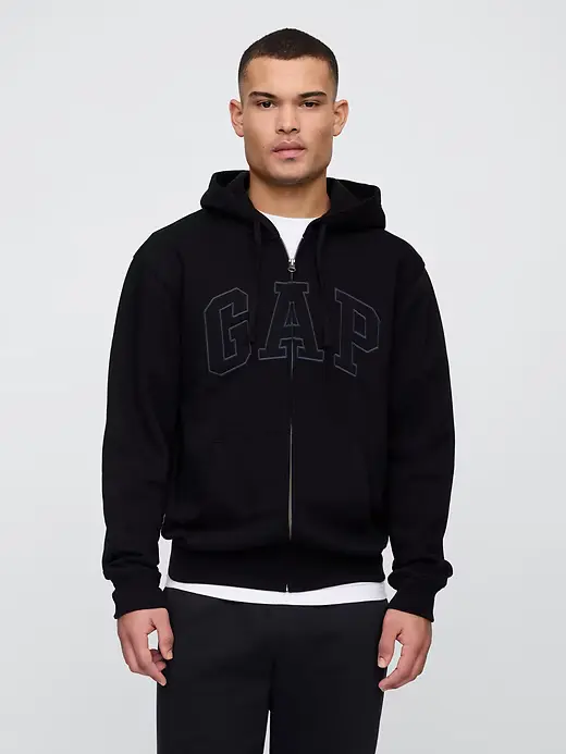 Gap Muški duks sa kapuljačom Logo Zip, Crni
