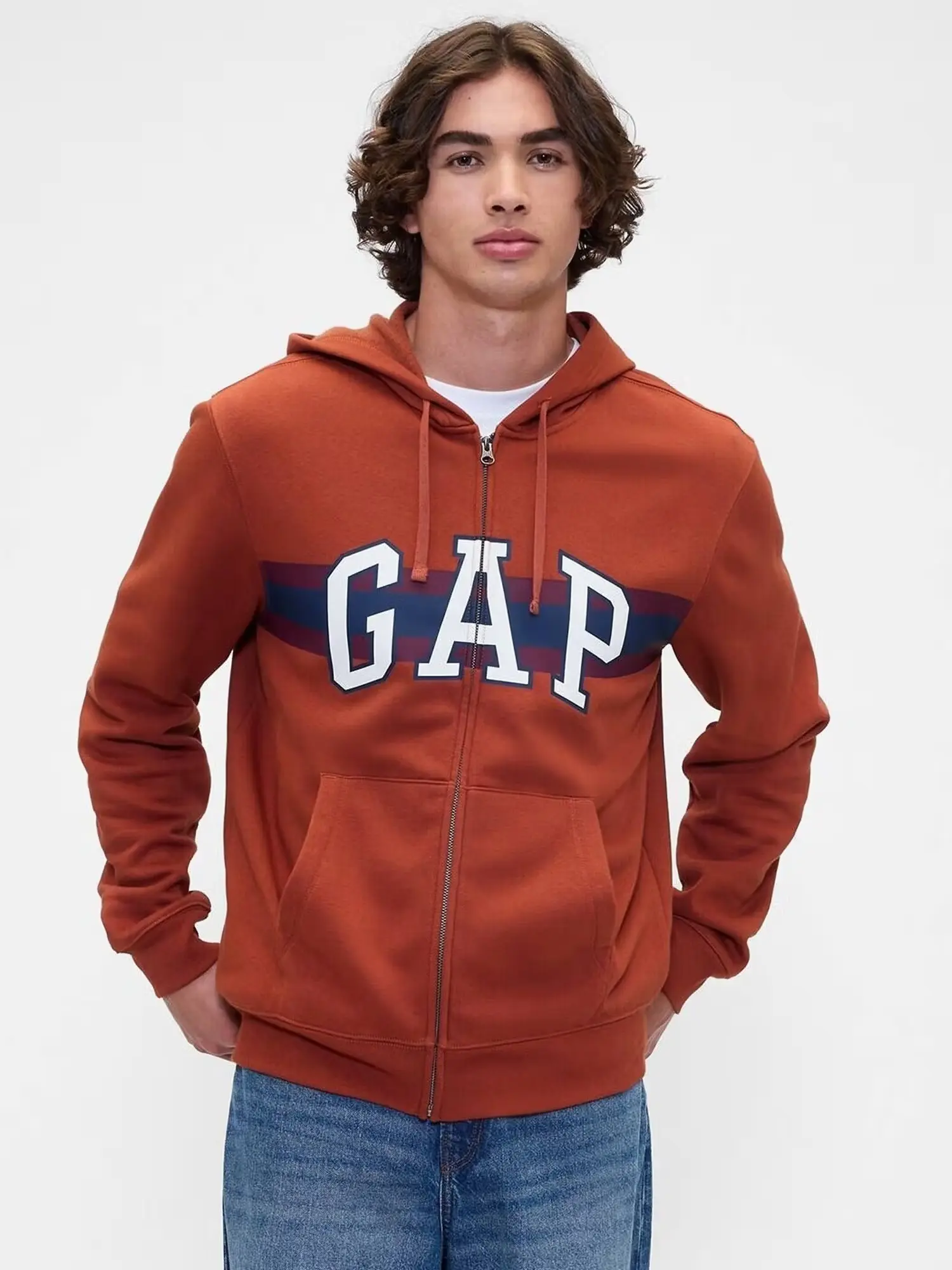 Gap Muški duks sa kapuljačom Logo Zip, Bakar