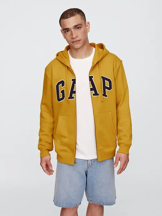 Gap Muški duks sa kapuljačom Logo Zip, Žuti
