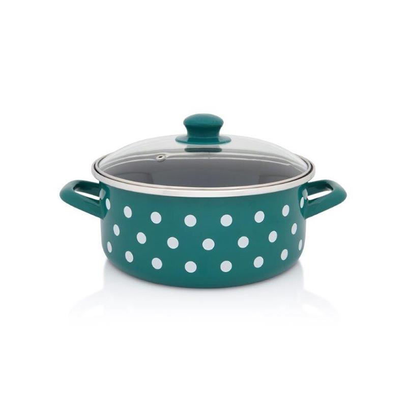 Metalac posuđe Plitka šerpa sa staklenim poklopcem, 18cm, 2.2L, Zelena