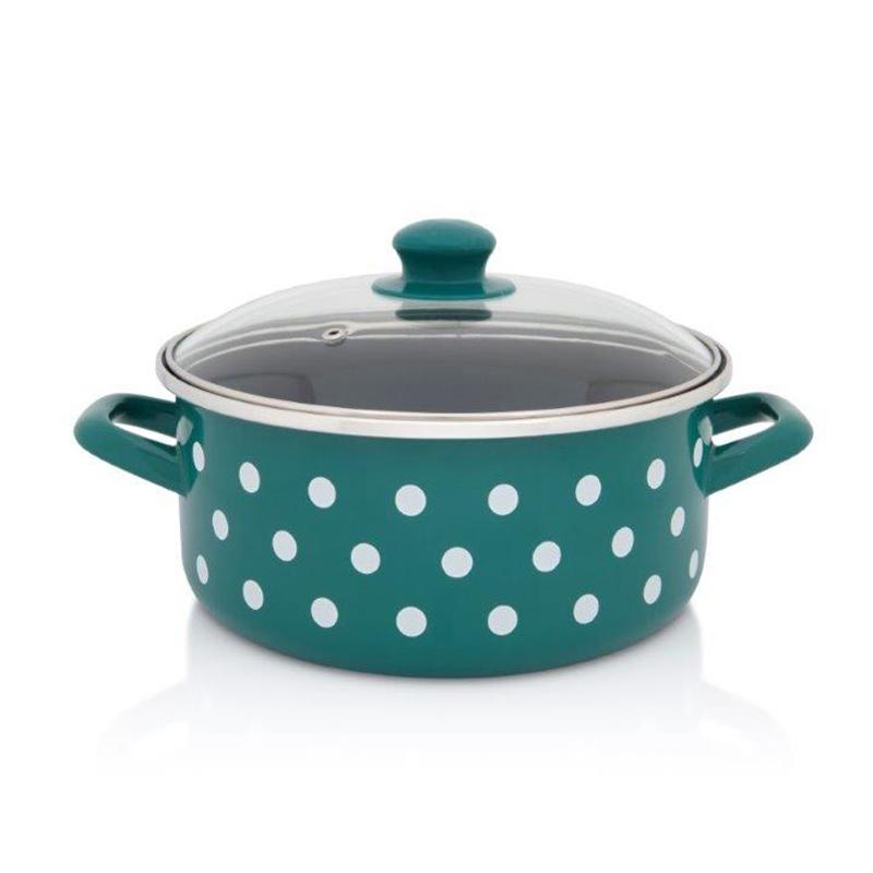 Metalac posuđe Plitka šerpa sa staklenim poklopcem, 22cm, 3.5L, Zelena