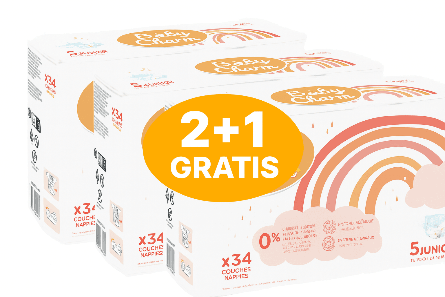 Babycharm Pelene Junior 11-16 Kg,34/5 Kom, 2 + 1 GRATIS