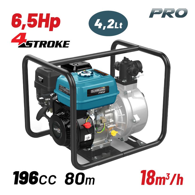 Bormann Pumpa motorna benzin 4T 6.5HP/196cc, 82m ,300L/min BGB1080