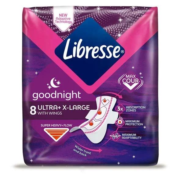 Libresse Ultra X-Large higijenski ulošci, s krilcima, noćni, 8 komada