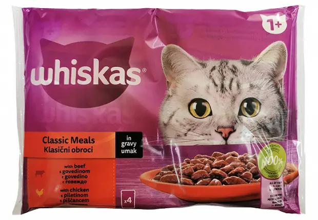 WHISKAS Vrećice sa ukusom piletine i govedine za mačke 4x85g