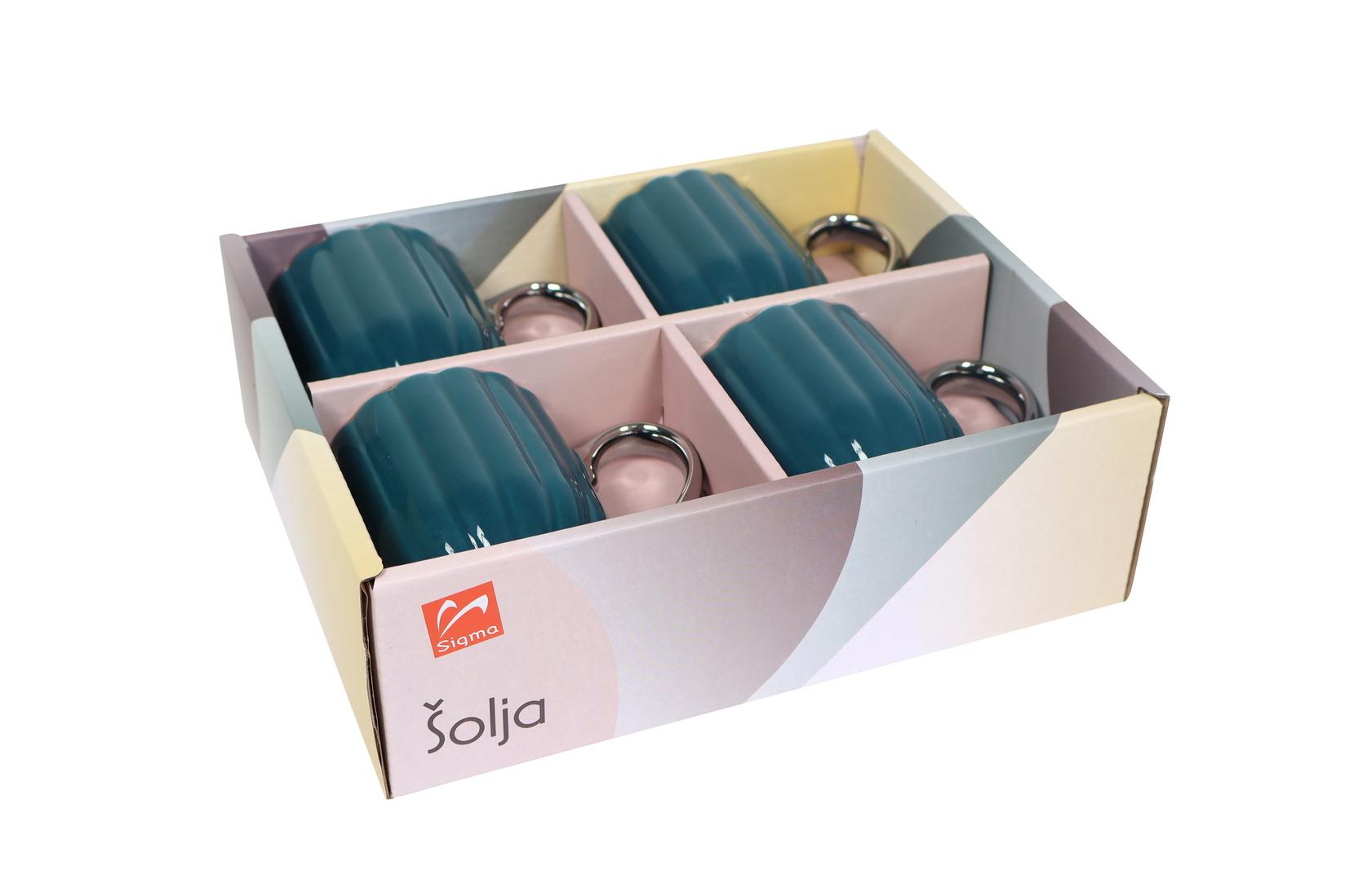 Sigma Set šolja RXG-N241664C, 190ml, Porculan, 4 dijela, Crveno-zelena