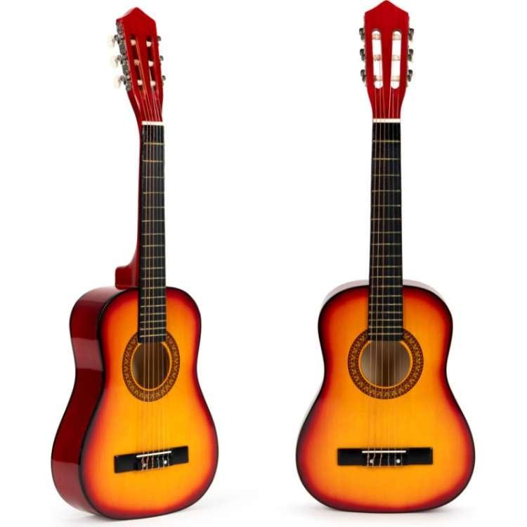 ECO TOYS Velika drvena gitara za djecu, prirodna