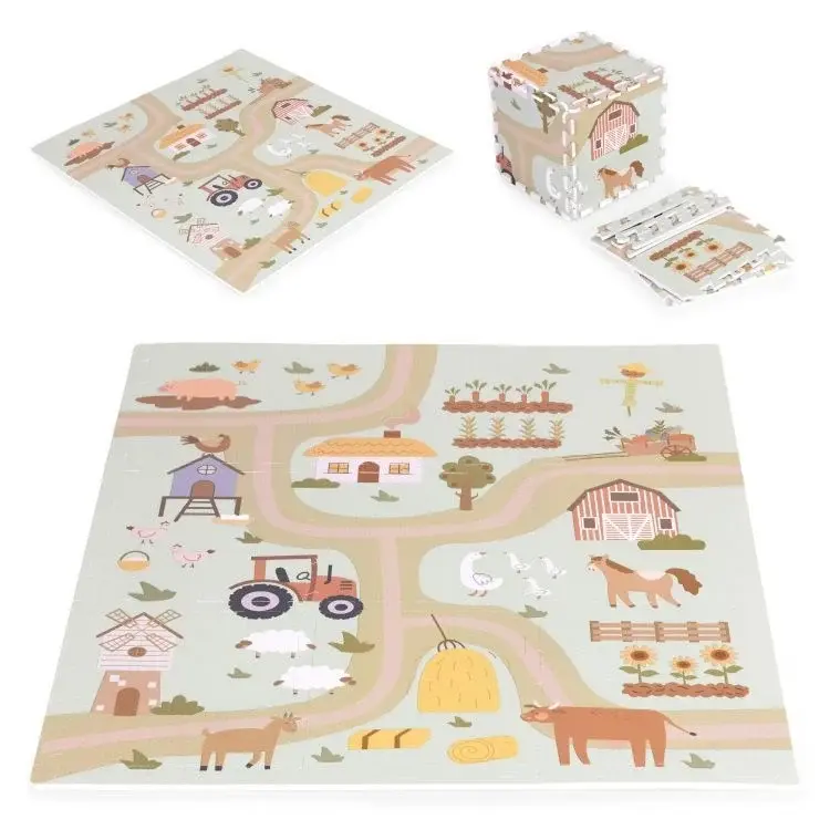 ECO TOYS Edukativna podloga za igru ​​sa slagalicama, 90,5x90,5 cm, Farma 02