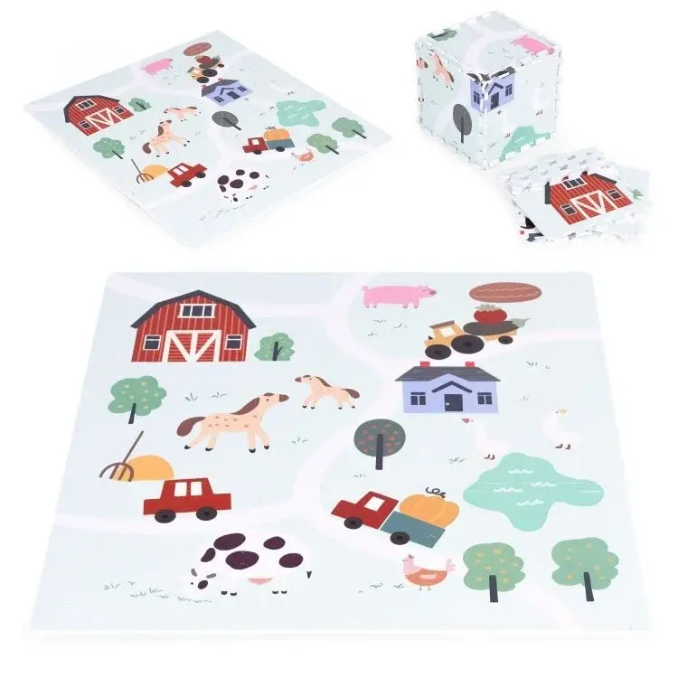 ECO TOYS Edukativna podloga za igru ​​sa slagalicama, 90,5x90,5 cm, Farma 01