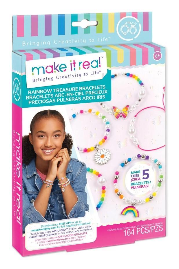 MAKE IT REAL Kreativni set za izradu narukvica za djevojčice Oživljava kreativnost Dugino blago