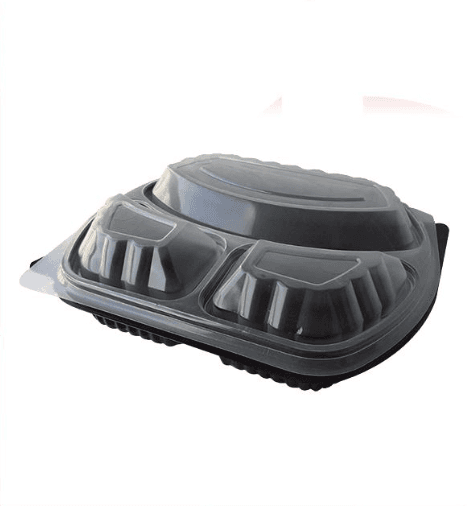 Lunch Box Posuda Crna Pp Trodjelna + Poklopac Tp037, 50 komada, Crna