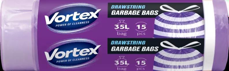 Vortex kese za smeće sa vezicama ljubičasto-bijela 50x60cm 35L / 15kom