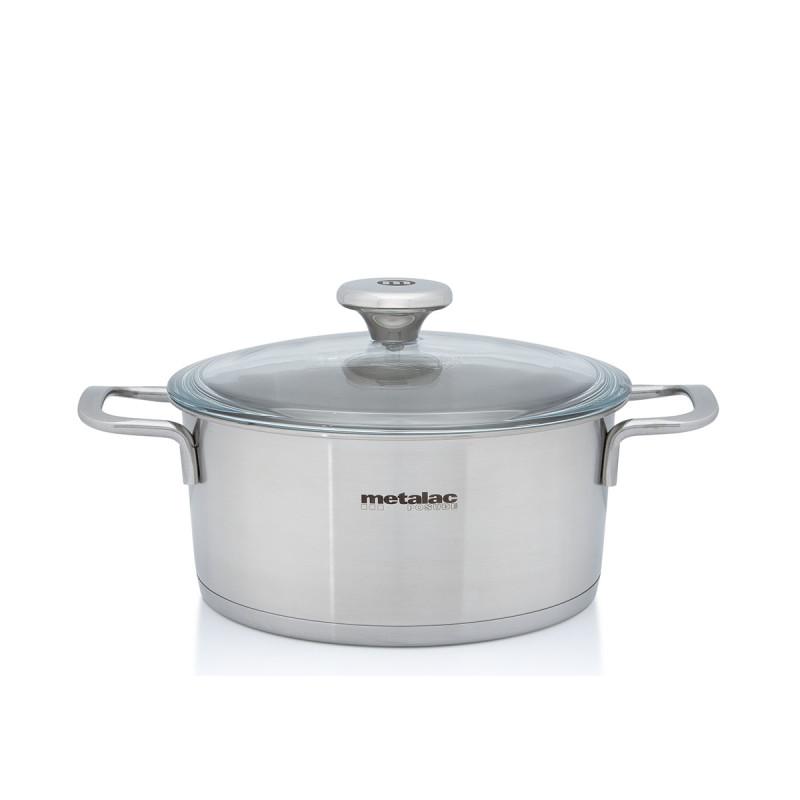 METALAC Plitka posuda od nehrđajućeg čelika Santino 20cm/2.6l sa staklenim poklopcem