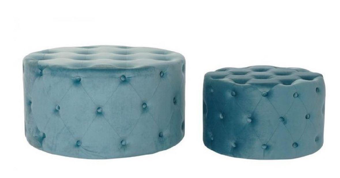 Set Taburea 2 Mdf 80X80X42 Velvet Blue, Plava