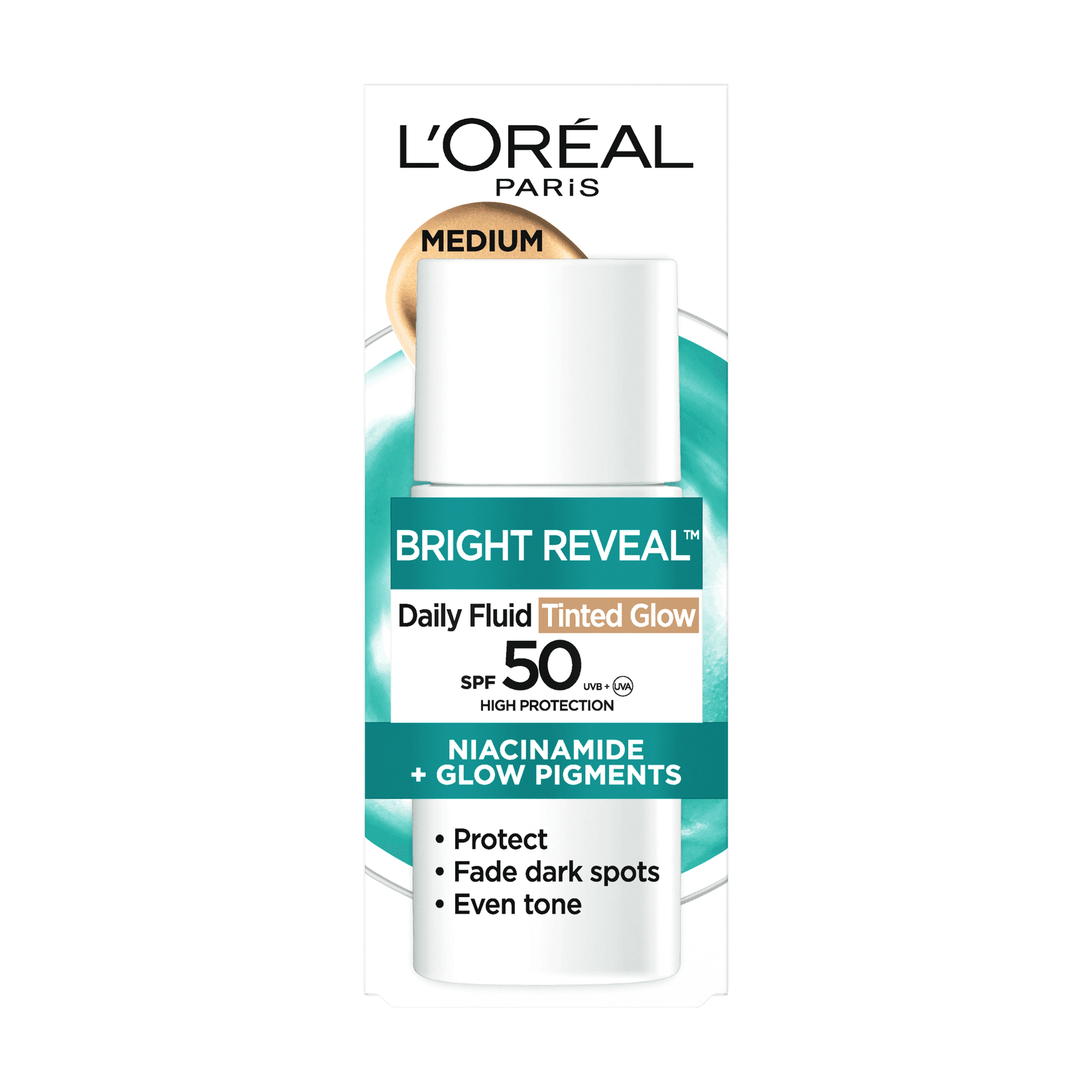 L'OREAL Paris Tonirani anti-UV fluid protiv tamnih fleka Bright Reveal, srednje nijanse, 30 ml