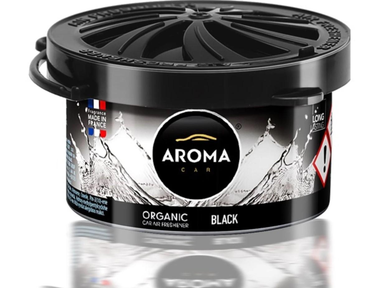AROMA Organski miris za auto u limenci crne boje 40g