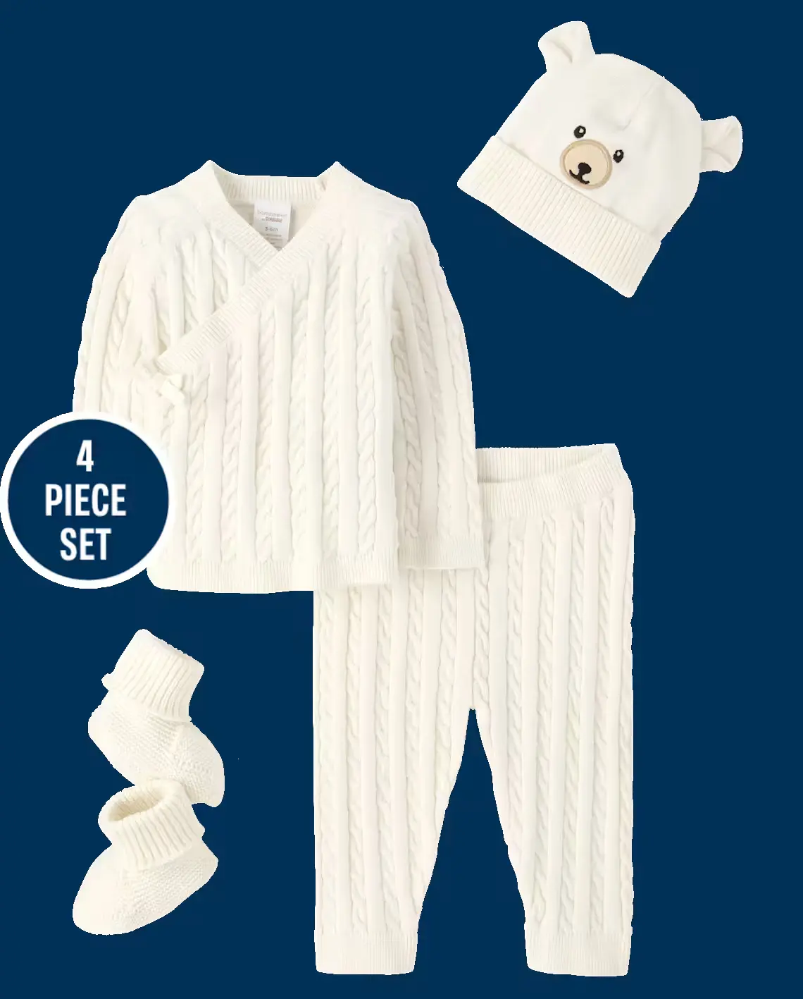 Gymboree Set za bebe Homegrown, 4 dijela, Krem