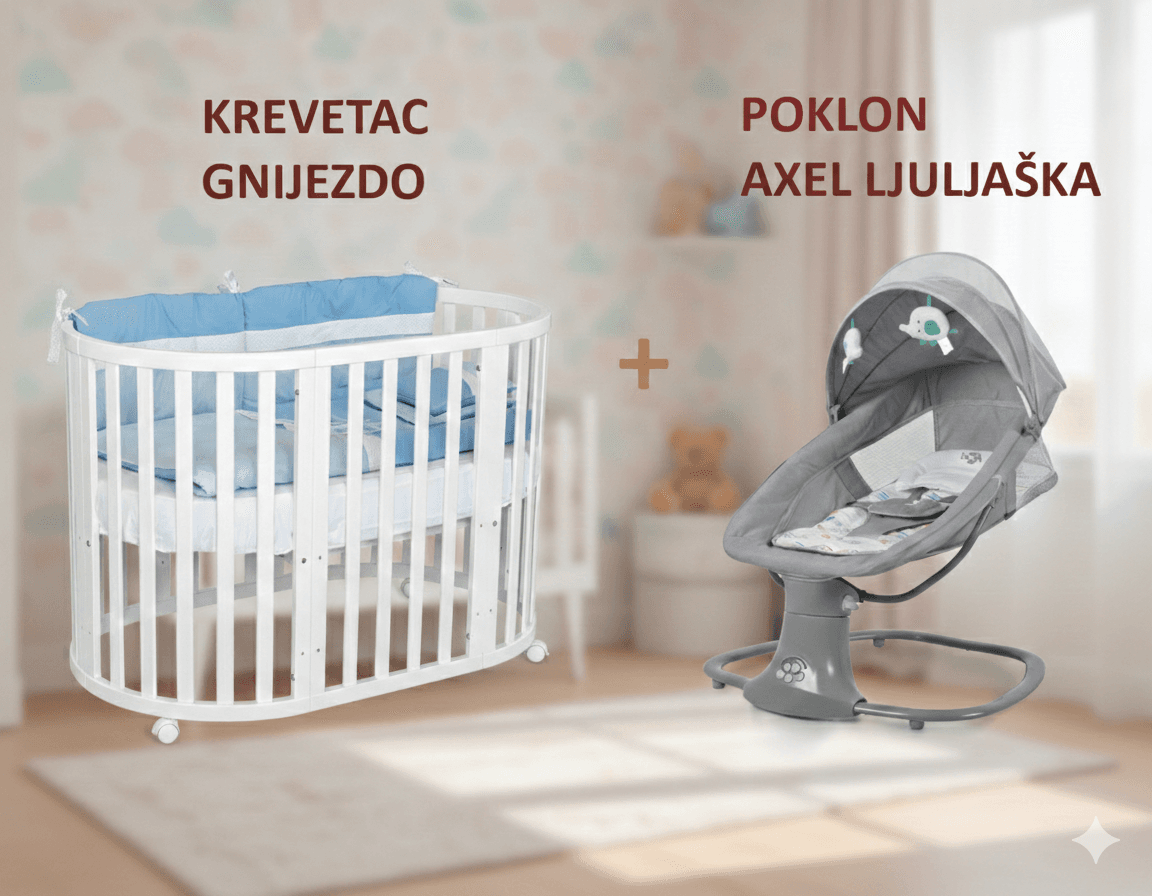 Bebi Snovi Krevetac Gnijezdo +  Poklon Cangaroo Električna Ljuljaška Axel