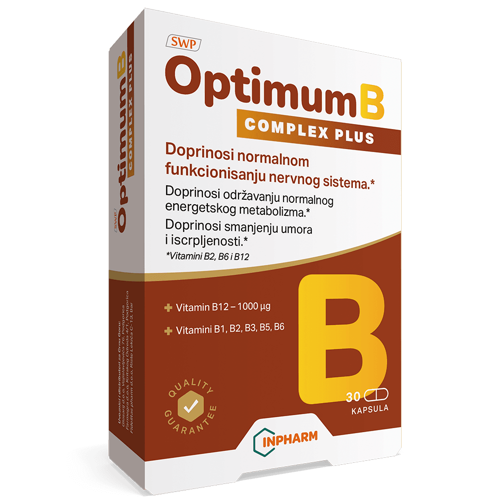 Inpharm Optimum B Complex Plus kompleks vitamina B, 30 kapsula