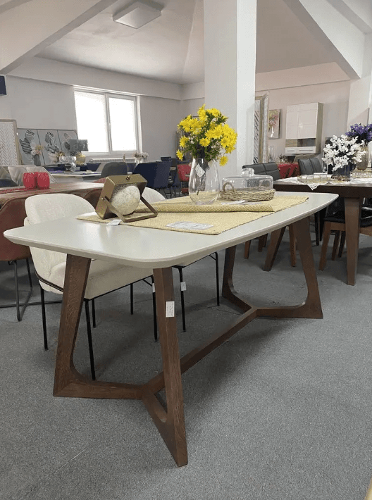 FORMA IDEALE Sto trpezarijski 180×90 Polaris, ploča RAL 7044, postolje američki orah