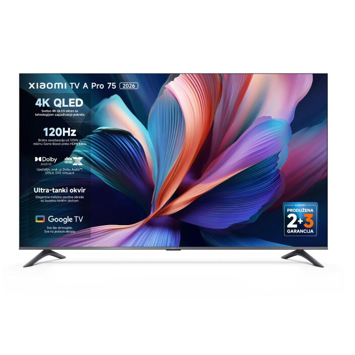 Xiaomi TV A Pro 75", QLED, 4K UHD, Google TV, 2026, crni