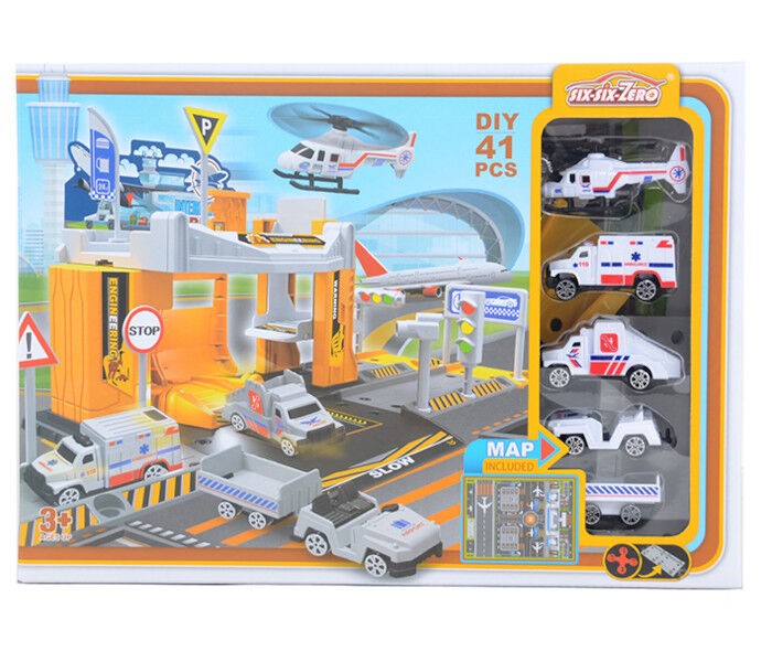 Igračka za dječake Aerodrom sa vozilima i znacima, 41 dio