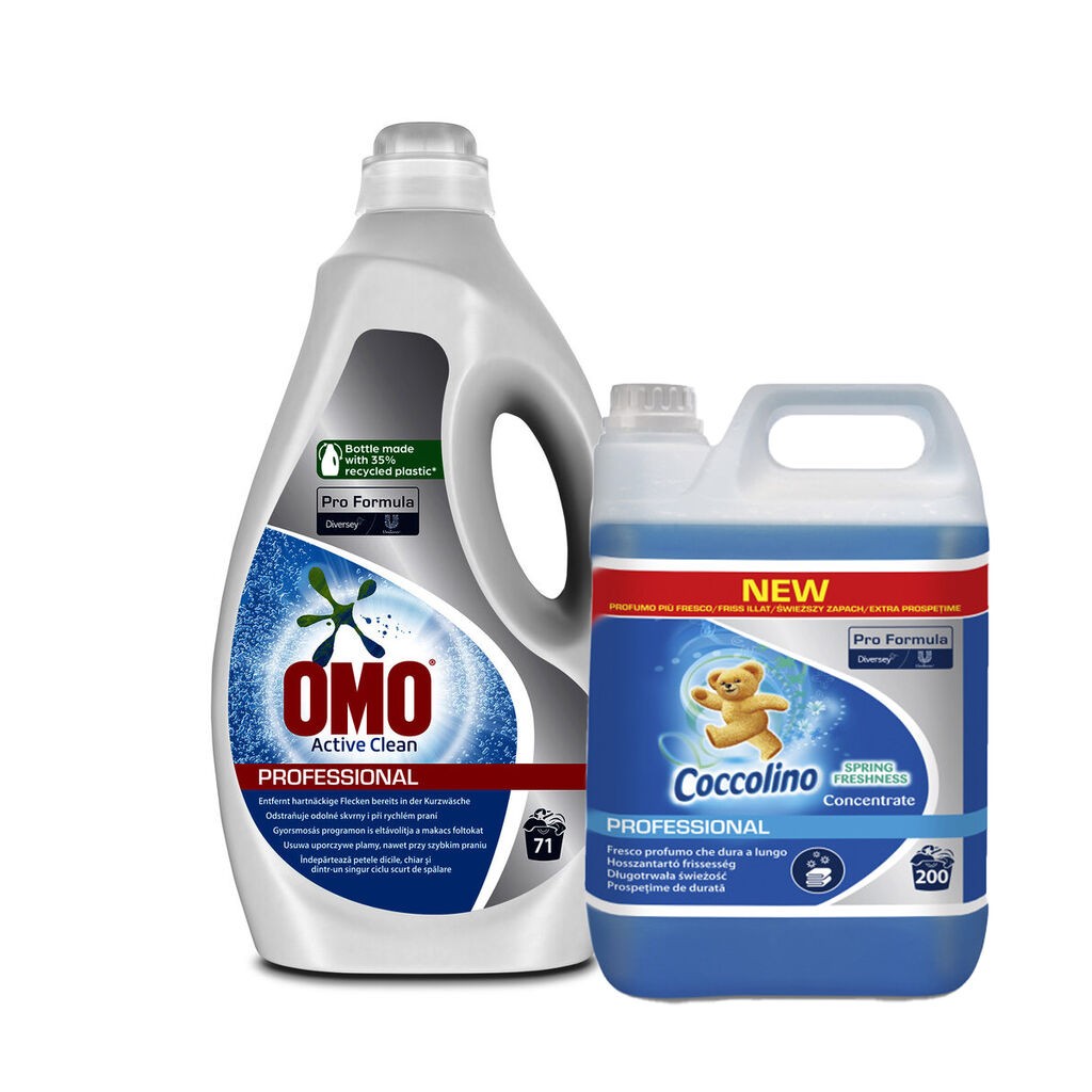 Diversey set za pranje veša - Tečni deteredžent Omo 5L i Coccolino omekšivač 5L