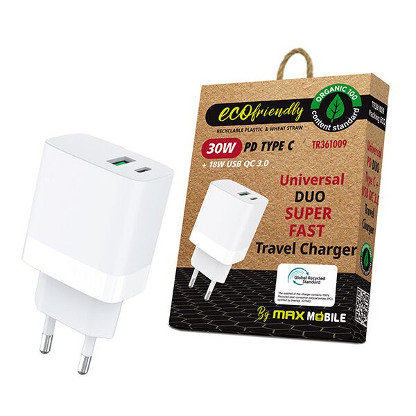 Maxmobile  Punjač kućni PD QC3.0 DUO TYPE C 30W+USB 18W TR-361009