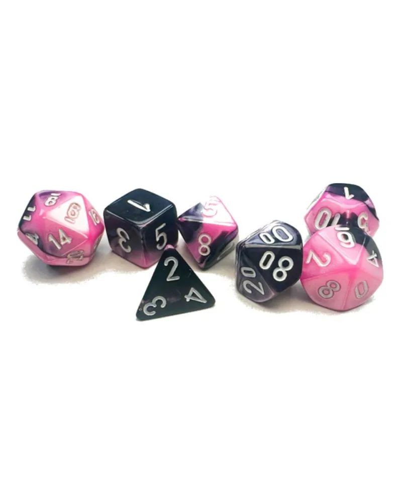Kockice Chessex - Gemini - Polyhedral Mini - Black-Pink  & White 16mm (7)